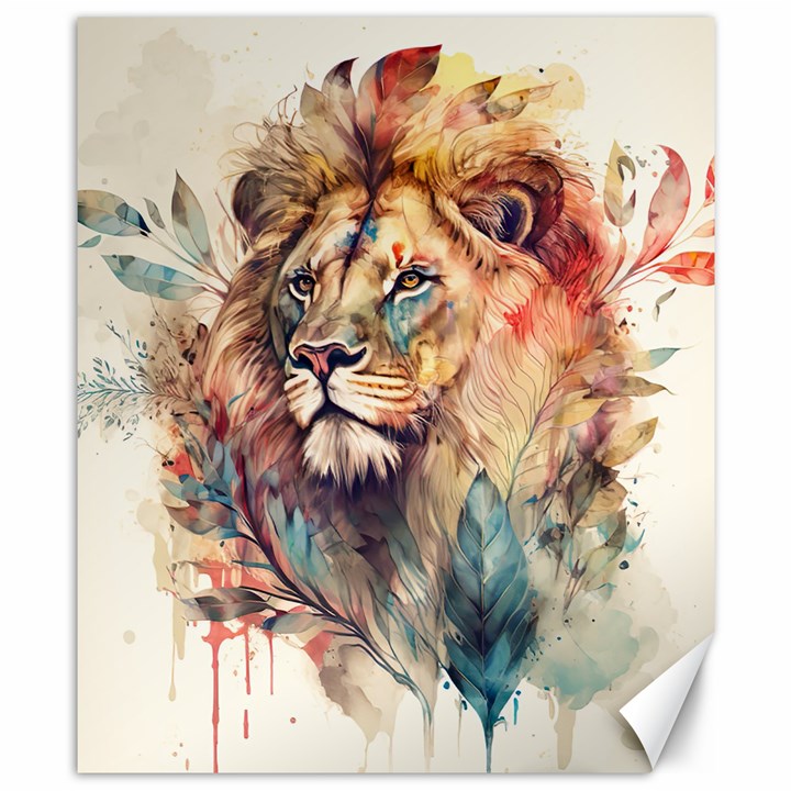 Lion Africa African Art Canvas 8  x 10 