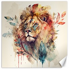 Lion Africa African Art Canvas 12  X 12  by pakminggu