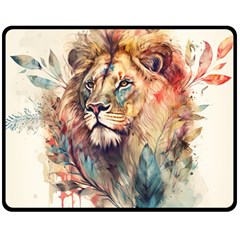 Lion Africa African Art Fleece Blanket (medium) by pakminggu