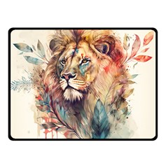 Lion Africa African Art Two Sides Fleece Blanket (small) by pakminggu