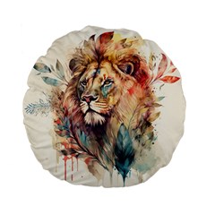 Lion Africa African Art Standard 15  Premium Flano Round Cushions by pakminggu