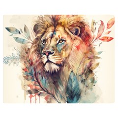 Lion Africa African Art Two Sides Premium Plush Fleece Blanket (medium) by pakminggu