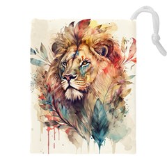 Lion Africa African Art Drawstring Pouch (4xl) by pakminggu