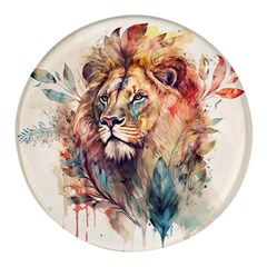 Lion Africa African Art Round Glass Fridge Magnet (4 Pack) by pakminggu