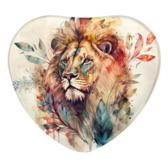 Lion Africa African Art Heart Glass Fridge Magnet (4 Pack)