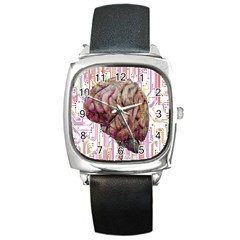 Brain Think Neurons Circuit Square Metal Watch by pakminggu