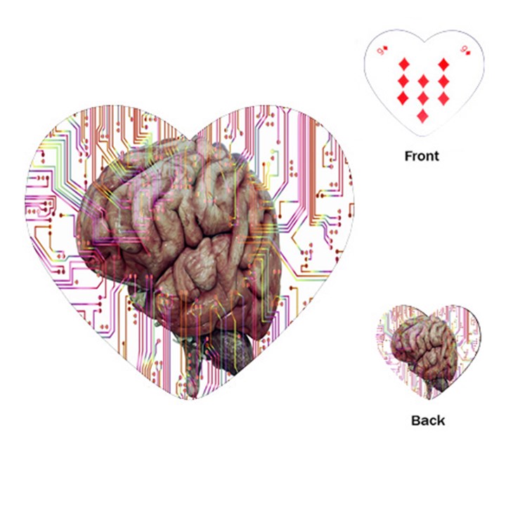 Brain Think Neurons Circuit Playing Cards Single Design (Heart)