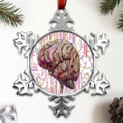 Brain Think Neurons Circuit Metal Small Snowflake Ornament by pakminggu