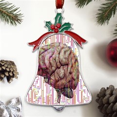 Brain Think Neurons Circuit Metal Holly Leaf Bell Ornament by pakminggu