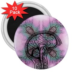 Tourette Syndrome Epilepsy Brain 3  Magnets (10 Pack)  by pakminggu