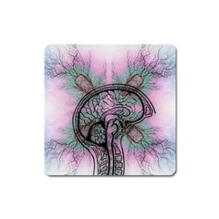 Tourette Syndrome Epilepsy Brain Square Magnet by pakminggu