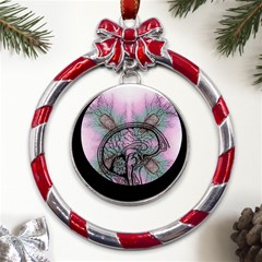 Tourette Syndrome Epilepsy Brain Metal Red Ribbon Round Ornament by pakminggu