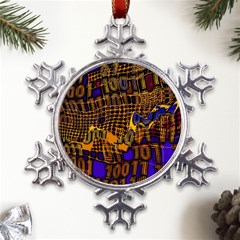 Binary Code Transformation Metal Large Snowflake Ornament