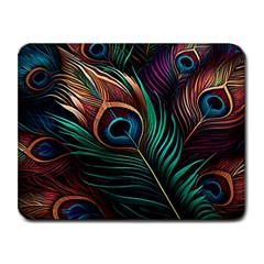 Peacock Feathers Nature Feather Pattern Small Mousepad by pakminggu