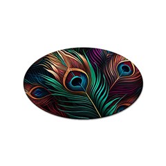 Peacock Feathers Nature Feather Pattern Sticker (oval) by pakminggu