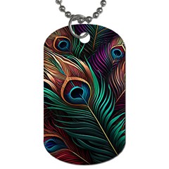 Peacock Feathers Nature Feather Pattern Dog Tag (one Side) by pakminggu