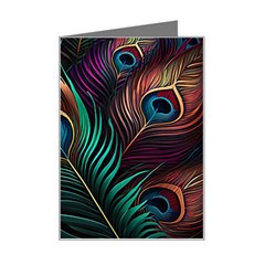 Peacock Feathers Nature Feather Pattern Mini Greeting Card