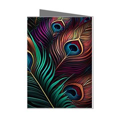 Peacock Feathers Nature Feather Pattern Mini Greeting Cards (pkg Of 8) by pakminggu