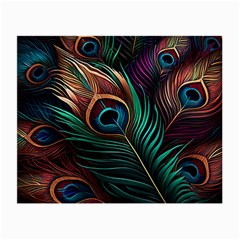 Peacock Feathers Nature Feather Pattern Small Glasses Cloth (2 Sides) by pakminggu