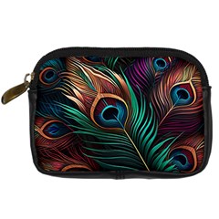 Peacock Feathers Nature Feather Pattern Digital Camera Leather Case by pakminggu