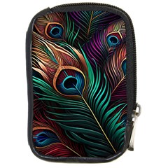 Peacock Feathers Nature Feather Pattern Compact Camera Leather Case by pakminggu