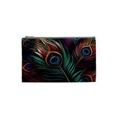 Peacock Feathers Nature Feather Pattern Cosmetic Bag (small) by pakminggu