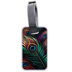 Peacock Feathers Nature Feather Pattern Luggage Tag (two Sides) by pakminggu