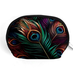 Peacock Feathers Nature Feather Pattern Accessory Pouch (medium) by pakminggu