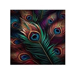 Peacock Feathers Nature Feather Pattern Square Satin Scarf (30  X 30 ) by pakminggu