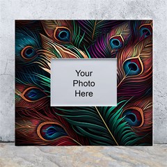 Peacock Feathers Nature Feather Pattern White Wall Photo Frame 5  X 7  by pakminggu