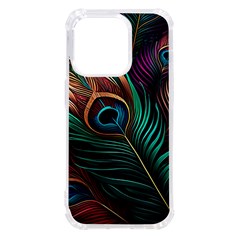 Peacock Feathers Nature Feather Pattern Iphone 14 Pro Tpu Uv Print Case by pakminggu