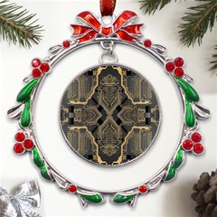 Brain Technology Data Digital Metal X mas Wreath Ribbon Ornament by pakminggu