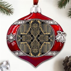 Brain Technology Data Digital Metal Snowflake And Bell Red Ornament by pakminggu