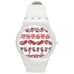 Ukraine Scheme Pattern Kit Ornament Plants Round Plastic Sport Watch (m) by pakminggu