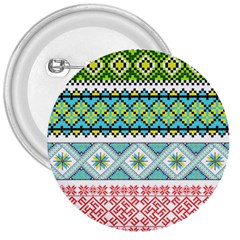 Ukraine Ornament Pattern Symbolism Geometric 3  Buttons by pakminggu