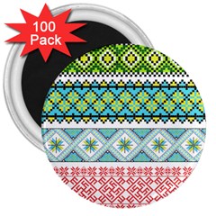 Ukraine Ornament Pattern Symbolism Geometric 3  Magnets (100 Pack) by pakminggu