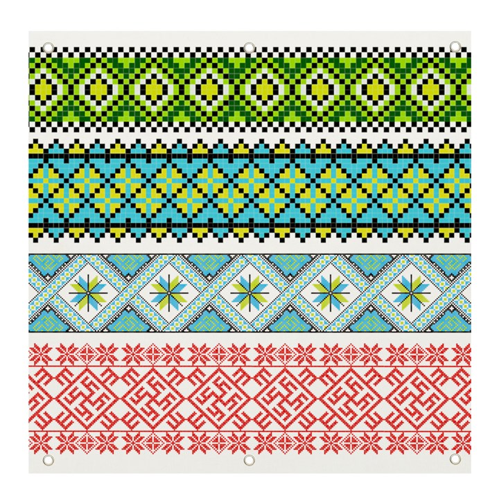 Ukraine Ornament Pattern Symbolism Geometric Banner and Sign 4  x 4 