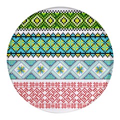 Ukraine Ornament Pattern Symbolism Geometric Round Glass Fridge Magnet (4 Pack)