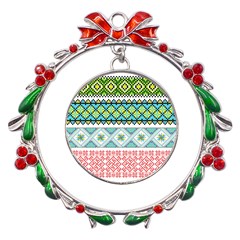 Ukraine Ornament Pattern Symbolism Geometric Metal X mas Wreath Ribbon Ornament by pakminggu