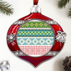 Ukraine Ornament Pattern Symbolism Geometric Metal Snowflake And Bell Red Ornament