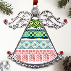 Ukraine Ornament Pattern Symbolism Geometric Metal Angel With Crystal Ornament