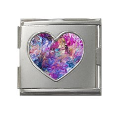 Painted Flames Mega Link Heart Italian Charm (18mm)