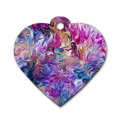 Painted Flames Dog Tag Heart (one Side) by kaleidomarblingart