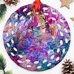 Painted Flames Ornament (round Filigree) by kaleidomarblingart