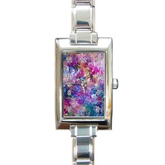 Painted Flames Rectangle Italian Charm Watch by kaleidomarblingart