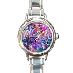 Painted Flames Round Italian Charm Watch by kaleidomarblingart