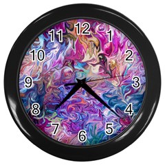 Painted Flames Wall Clock (black) by kaleidomarblingart