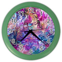 Painted Flames Color Wall Clock by kaleidomarblingart