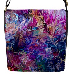 Painted Flames Flap Closure Messenger Bag (s) by kaleidomarblingart