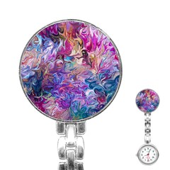 Painted Flames Stainless Steel Nurses Watch by kaleidomarblingart